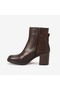 Women's 8cm Rubber Sole Zippered Genuine Leather Boots 0824 - 2