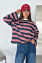 Women's Striped Crew Neck Long Sleeve Oversize Sweatshirt