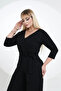 Plus Size Double Breasted Collar Jumpsuit with Stone Belt - 2
