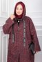 Zippered Hooded Boucle Cap Burgundy - 2