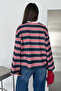 Women's Striped Crew Neck Long Sleeve Oversize Sweatshirt - 6