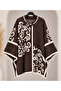 Women's Patterned Knitwear Poncho – Oversized Buttoned Collar Loose Cardigan - 2