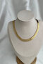 Gold Color Herringbone Shaped Flat Chain Necklace (40cm) - 3