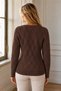 Women's V-Neck Long Sleeve Diamond Patterned Ribbed Detailed Stylish Elegant Casual Brown Knitwear Sweater - 3