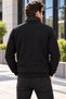Men's Black Coat with Puffy Front Detail, Combed Cotton Inner Lining on the Sleeves and Back, and Inside Pockets - 2