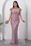 Strapless Neckline Sequined Evening Dress with Bolero Ecr5683 - 4