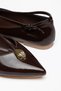 Large Size Women's Ballerinas Brown Patent Leather Buckle Pointed Toe - 2