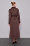 Suede Garnished Cashmere Dress Brown - 3