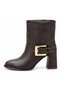Women's Stylish Boots with Thick Heels and Square Buckle Detail - 4