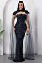 Strapless Neckline Sequined Evening Dress with Bolero Ecr5683