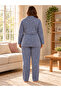 Milan Fabric Front Buttoned Long Sleeve Large Size Women's Pajama Set 3499 - 5