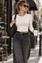 Women's 100% Organic Cotton Crew Neck Basic Long Sleeve Body Slim Fit