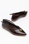 Large Size Women's Ballerinas Brown Patent Leather Buckle Pointed Toe - 3