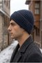 Men's Navy Blue Winter Siberian Beret Soft Wool Textured Windproof Folded Beret - 3
