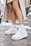 Women's White Platform Sneaker Thick Soled Casual Sports Shoes - 5