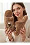 Teddy Pattern Women's House Slippers |   Wool Plush Slippers |   Embroidered Half-Closed Lightweight Non-Slip Sole