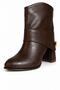 Alessia Brown Rustic Women's Daily Wear Non-Zipper Pointed Toe Buckle Detailed Stylish Modern Thick Heel Boots & Booties - 3