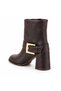 Women's Stylish Boots with Thick Heels and Square Buckle Detail - 5