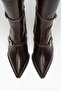 Glow Buckle Detailed Zippered Boots Brown - 6