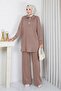 Women's Mercerized Two-Piece Knitwear Set with Trousers