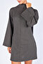 Striped Women's Mini Dress with Scarf Detail |   Mkw2811540-1 - 3