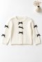 Girl's Black Bowknot Ecru Knitwear Cardigan and Black Spanish Flared Pants Set - 4