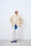 Women's Elastic Waist Hidden Zipper Jacket Cream