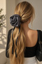 13 cm Season's Trend Large Satin Rose Hair Clip – Stylish Hair Accessory with Long Ribbon - 3