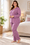 Milan Fabric Front Buttoned Long Sleeve Large Size Women's Pajama Set 3499 - 4