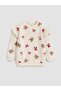 Crew Neck Ruffled Patterned Baby Girl Sweatshirt (W6)