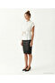 Fitted Shirt Collar Short Sleeve Blouse - 3