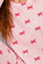 Women's Striped Comfortable Fit Two-Piece Pink Pajama Set 4805 - 4