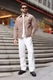 Mink Polo Collar Suede Men's Jacket E7221 - 4