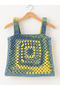 Women's Hand Knitted Thick Strap Crop Blouse - 2