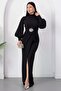 High Collar Long Sleeve Front Tassel Dress K-262752 - 4
