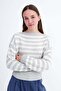 Boat Neck Striped Knit Sweater K3525