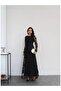Floral Appliqué Long Flared Dress - 4