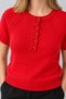 Women's Red Crew Neck Knit Sweater - 5