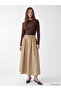 Alita City Lcw Modest Beige Poplin Plain Midi Women's Skirt with a Difference