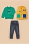 Inflatable Vest with Panda Figure, Sweatshirt and Jean Pants Baby Boy Set - 3