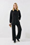 1051 Suit with Glitter Thread Detail on the Sides and Pants, Black - 3