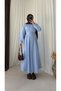D Buckle Belted Dress - 6187 - Baby Blue - 3