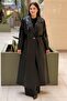 Nero Trench Coat with Windbreakers on the Front and Back and Palaska Buckle