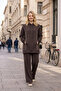 1051 Suit with Glitter Thread Detail on the Sides and Pants in Brown