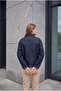 2264 Women's Garnished Pocket Buttoned Barn Denim Jacket Navy Blue - 3