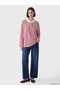 Two Mt Shop Quality Lcw Modest Red 3 Thread Striped Standard & Regular Women's Sweatshirt Tunic - 2