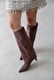 Mizu Women's Leggings Detailed Suede Boots Brown