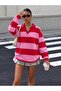 Polo Collar Striped Oversize Sweatshirt Jt9728 - 3