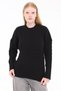 Black Women's 100% Cotton Hair Knit Patterned Crew Neck Oversize Knitwear Sweater Trist-6169