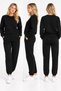 3-Piece Women's Tracksuit Set Crew Neck Top and Bottom with Soft Fleece Inside Smoked Gray Brown Black Stone